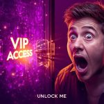 A person emotionally reacting to unlocking exclusive digital access using a token, with vibrant colors and futuristic Web3 visuals.