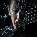 Emotional face lit by blockchain glow, symbolizing the shift to decentralized marketing.