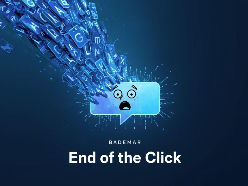 Digital marketer analyzing Google AI Overview results that show brand visibility without clicks, representing zero-click search dominance strategies in 2025.