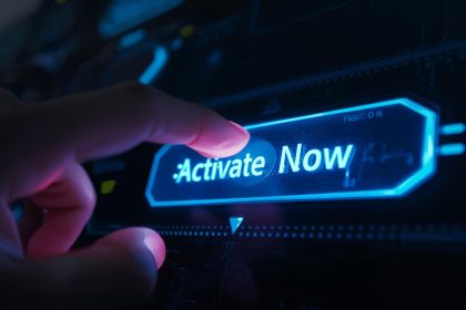 User pressing activation button on SaaS dashboard.