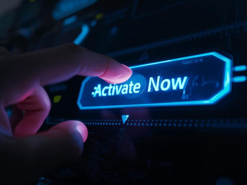 User pressing activation button on SaaS dashboard.