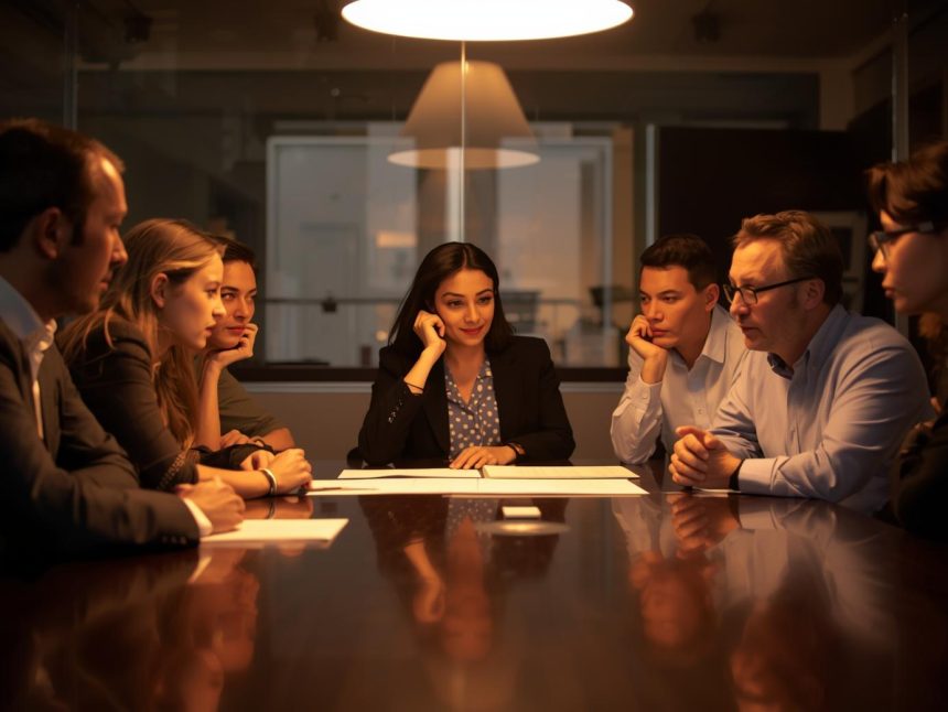 Team of business professionals analyzing high-intent SEO data for B2B growth in 2025.