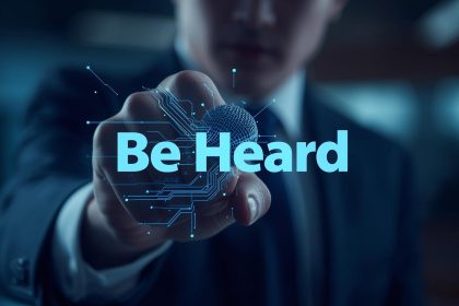 A glowing brain made of data nodes with eyes watching