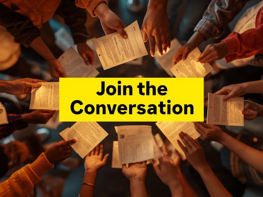 Person’s face with curiosity expression, “Be Heard”