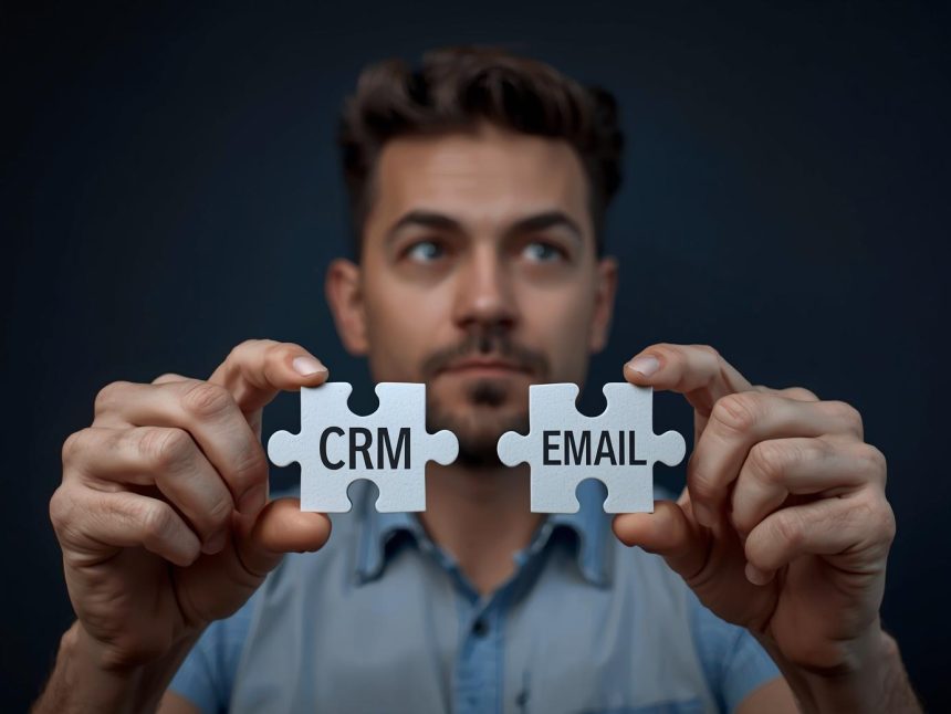 Face in shadows merging into data stream pointing to email icon