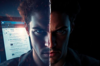 Person viewing email in dark mode with contrast shift