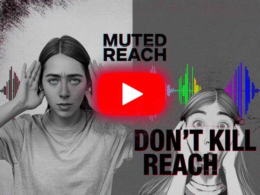 Person reacting to muted soundwave and copyright warning.