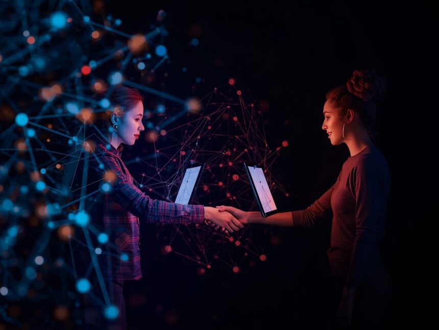 People connecting in a digital community to build brand loyalty.