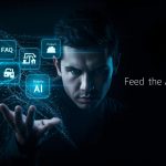 Marketer face with glowing code representing FAQ, HowTo, Product schema feeding AI search.