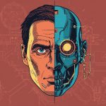 Human and AI hands typing together, symbolizing collaboration and authenticity in writing.