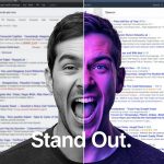 Marketer optimizing SERP titles, favicons, and sitelinks to increase CTR in AI-powered search results.