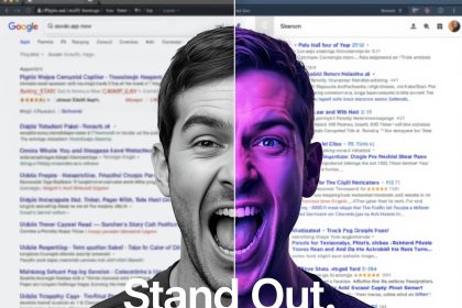 Marketer optimizing SERP titles, favicons, and sitelinks to increase CTR in AI-powered search results.