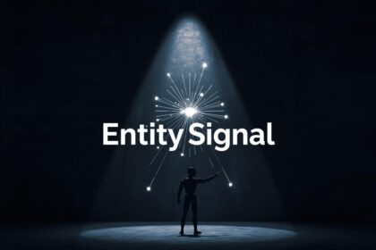 AI highlighting a brand name amidst digital nodes