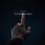 Person questioning messaging compliance with a phone