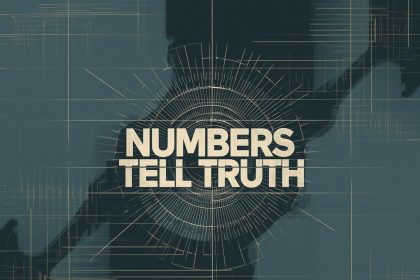 Person gazing at floating numbers and charts — illustrating data journalism in content marketing