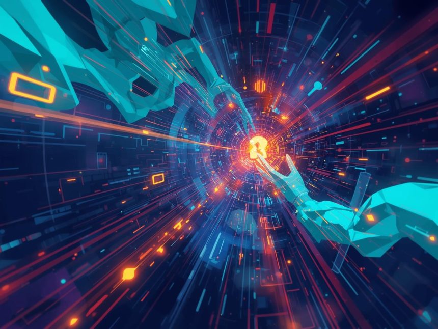 Person unveiling glowing data charts, symbolizing revealing SEO insights