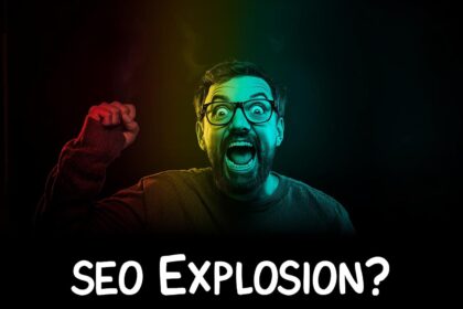 Dynamic illustration of a podcaster celebrating SEO success with vibrant colors and motivational energy for YouTube optimization guide.
