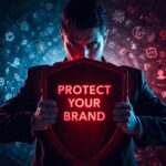 A digital marketer shielding their brand from social media risks.