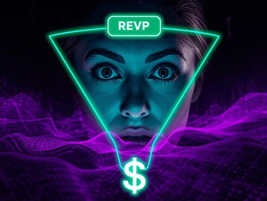 A striking AI-generated image depicting a LinkedIn event funnel with a human hand reaching from a screen to symbolize connection and conversion.