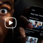 A viewer watching a customer video review on smartphone