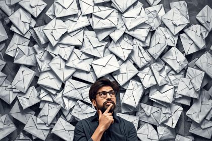 Person analyzing email engagement metrics on screen