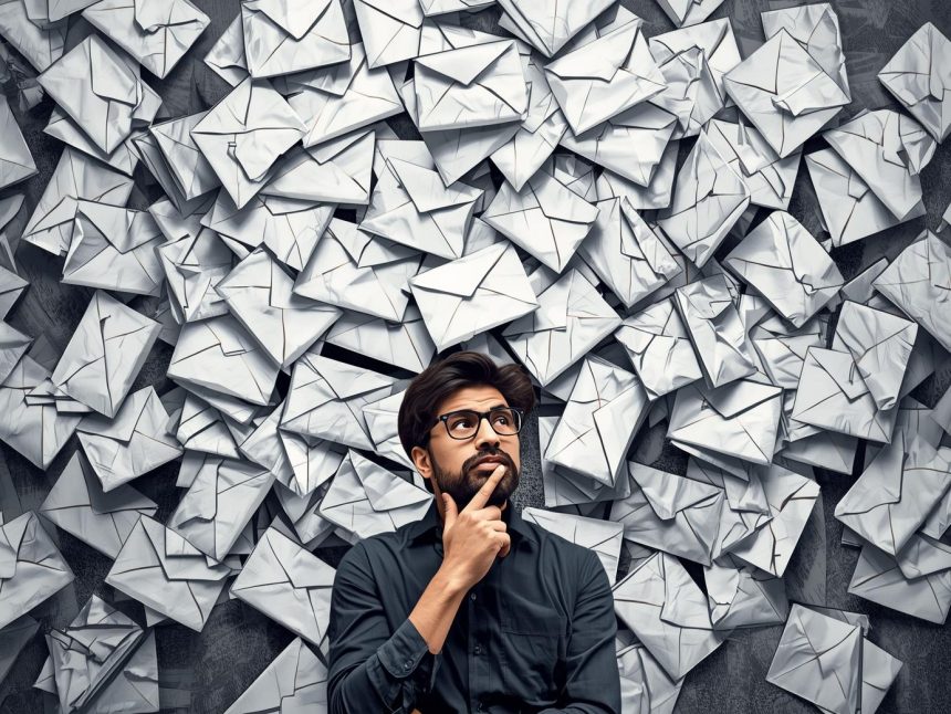 Person analyzing email engagement metrics on screen