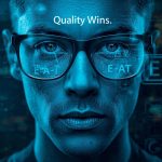 Marketer evaluating content quality checklist using Google rater-style scoring system in 2025.