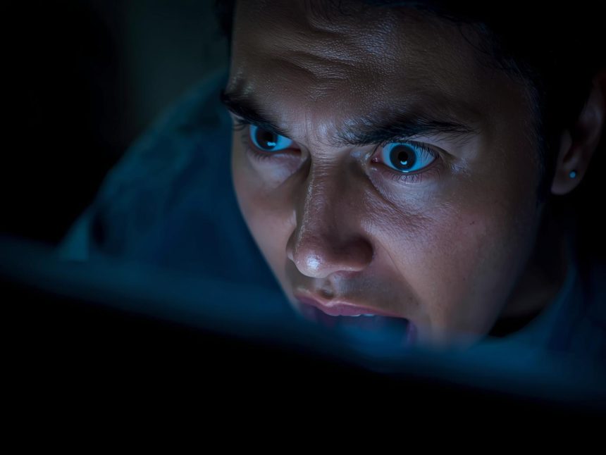 Person reacting to system outage email alert