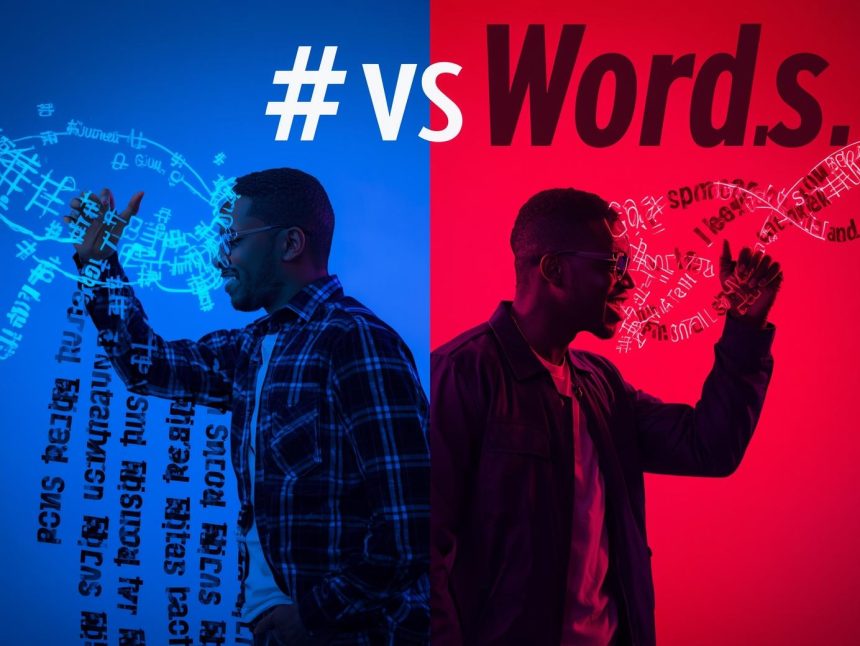 Creator comparing hashtags and natural-language descriptions to discover which improves Shorts and Reels visibility.