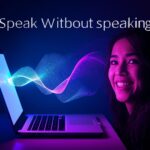 AI-generated voiceover emerging from a laptop screen without a microphone