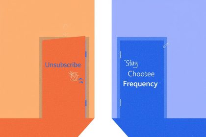 Finger hovering between unsubscribe and stay options