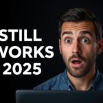 Surprised marketer illuminated by screen with text ‘Still Works 2025.
