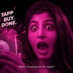 Woman reacting to shoppable video on phone