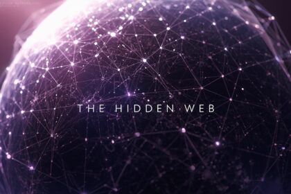 A glowing digital web partially covered in shadow with faint message icons and private chat bubbles traveling across hidden network lines, symbolizing invisible social sharing.