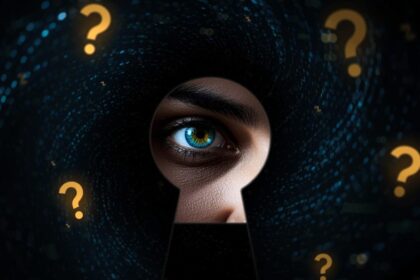 An image depicting a person's eye looking through a Reddit keyhole, symbolizing the discovery of hidden insights for digital marketing.