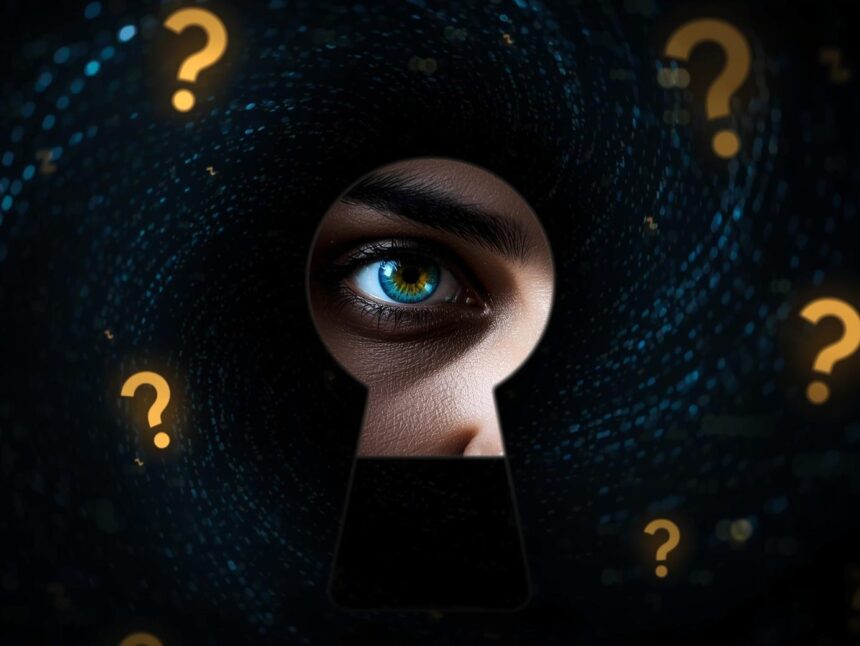 An image depicting a person's eye looking through a Reddit keyhole, symbolizing the discovery of hidden insights for digital marketing.