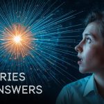 A person looks at a glowing digital network of interconnected nodes and lines, representing a topic cluster and its links for search engine optimization.