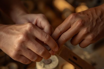 Two hands connecting puzzle pieces labeled with brands