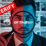 A digital marketer verifying online claims using AI tools.