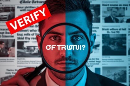 A digital marketer verifying online claims using AI tools.