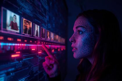 Digital creator highlighting glowing chapter markers on a video timeline