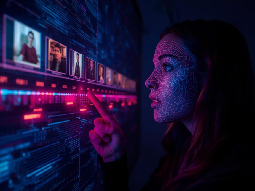Digital creator highlighting glowing chapter markers on a video timeline
