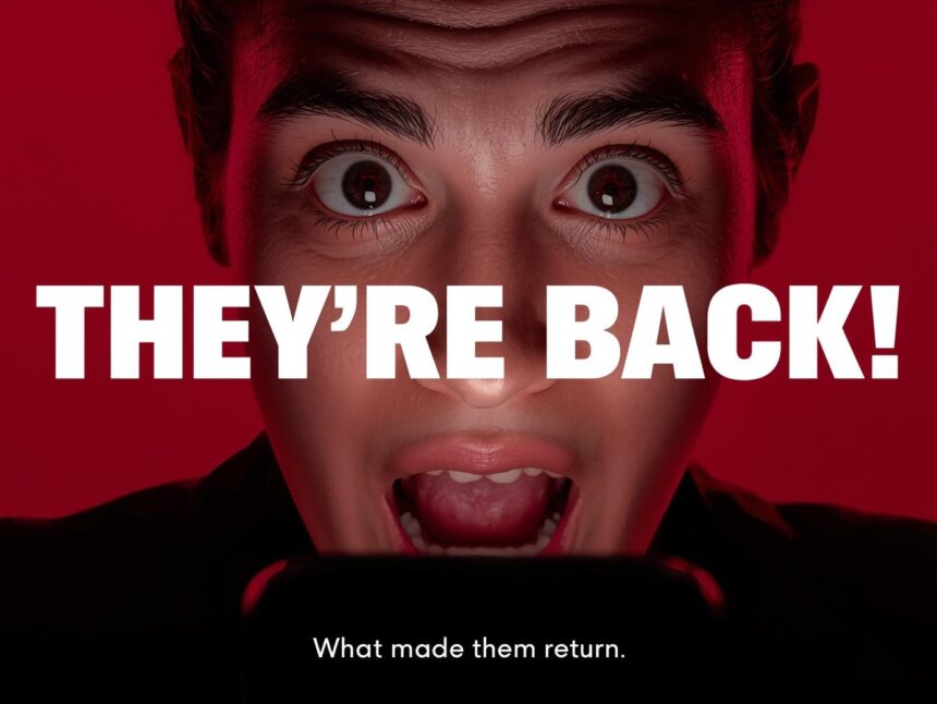 Surprised person reacting to re-engagement message