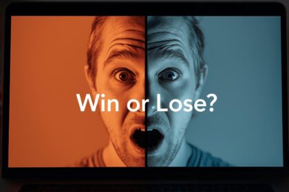 A marketer’s shocked face reflected on a laptop screen showing a featured snippet result, symbolizing the unpredictable outcomes of snippet optimization.