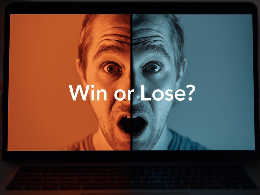 A marketer’s shocked face reflected on a laptop screen showing a featured snippet result, symbolizing the unpredictable outcomes of snippet optimization.