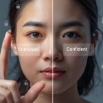 Business user comparing a dark, confusing interface to a bright, clear UX layout, highlighting how UX design shapes brand trust and perception.