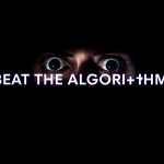 A surprised marketer staring at a glowing screen, expressing urgency, with the words “Beat the Algorithm” related to algorithm-proof posting strategies.