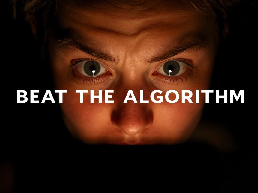 A surprised professional leaning toward a glowing smart speaker as bright voice waves appear, illustrating Voice-Optimized Content for Smart Speakers.