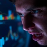 A marketer reacts with determination while analyzing an AI-powered product page dashboard, representing conversion optimization.