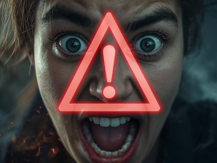 Confident digital marketer pointing at a glowing brand shield while monitoring AI-driven reputation dashboard